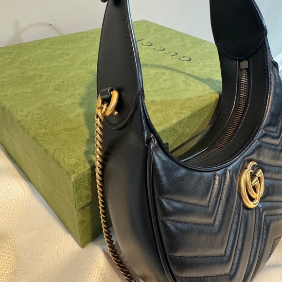 Gucci GG Marmont Half-Moon Mini Bag – Black (Like New, Full Set) - Picture 6 of 12